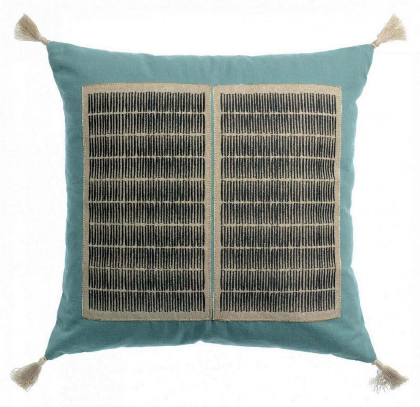 cuscino ricamato yael prussia, colore prussia, taglia 45 x 45. cuscino da interno elegante, perfetto per arredare soggiorno o camera da letto