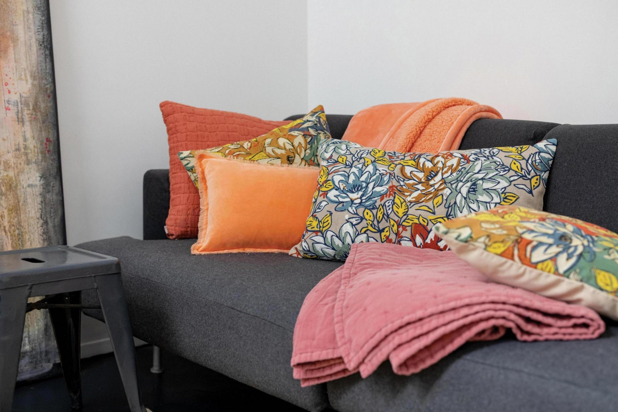 cuscino ricamato alba multico, colore multico, taglia 40 x 65. cuscino in tessuto naturale, traspirante e lavabile