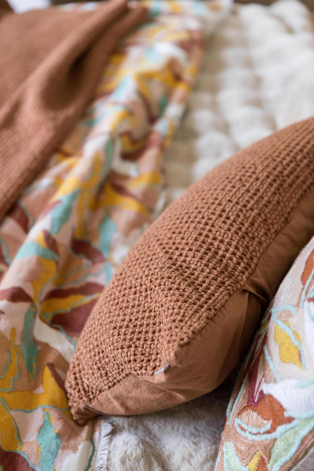 cuscino riciclato maia rame, colore rame, taglia 45 x 45. imbottitura soffice per un comfort quotidiano