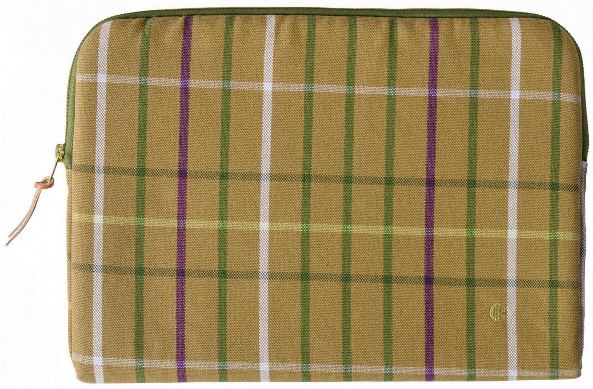 custodia per computer scotty marrone, colore marrone, taglia 13-14"". vista frontale della custodia in tessuto eco su sfondo neutro