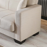 divano letto contenitore moon 3 posti in tessuto internobase 09 cream, divano in ambientazione, perfetto per ispirare l’arredamento del salotto