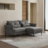 divano 3 posti nutmeg con pouff in tessuto mia 103-27 grigio scuro, divano visto frontalmente, ideale per soggiorni moderni e accoglienti