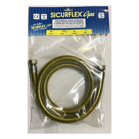 tubo gas e gpl x10134 da 2 mt acciaio inox ff ½, elettrodomestico a vista frontale, pronto all’uso