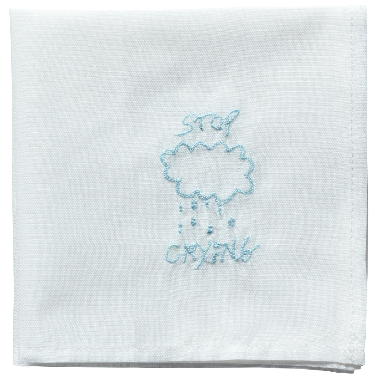 fazzoletto hankie crying blu, colore blu, taglia 25 x 25. dettaglio del prodotto da bagno