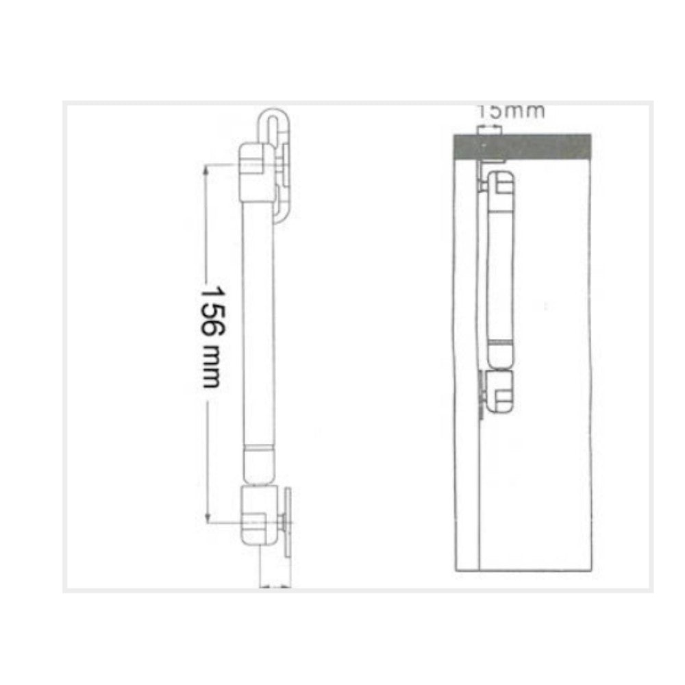 braccetto a gas contrario 60n, dettaglio di viti, bulloni e sistemi di fissaggio