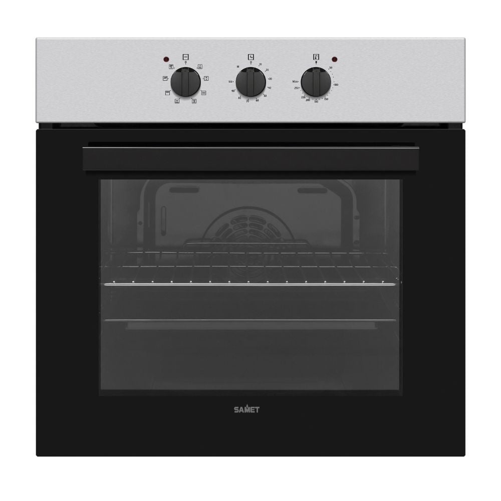 forno elettrico multifunzione samet calliope da incasso 8 funzioni 3 manopole inox classe a, forno da incasso dal design moderno e compatto