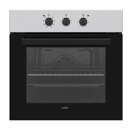 forno elettrico multifunzione samet calliope da incasso 8 funzioni 3 manopole inox classe a, forno da incasso dal design moderno e compatto