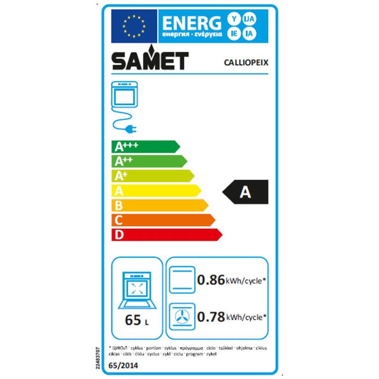 forno elettrico multifunzione samet calliope da incasso 8 funzioni 3 manopole inox classe a, dettaglio della manopola e del pannello comandi