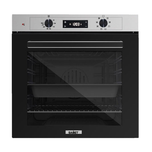 forno samet multifunzione thorxl inox con manopole in platino, forno da incasso dal design moderno e compatto