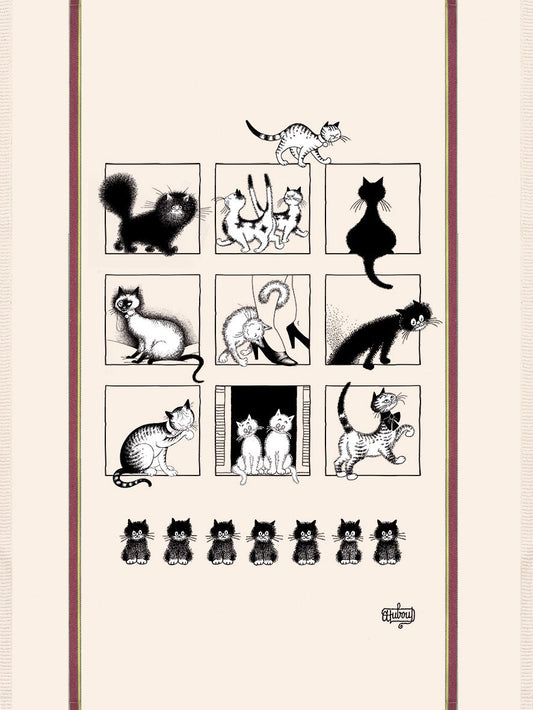 grande strofinaccio dubout galerie de chats ecru, colore ecru, taglia 60 x 80. strofinaccio piegato su fondo neutro per mostrare texture e finiture