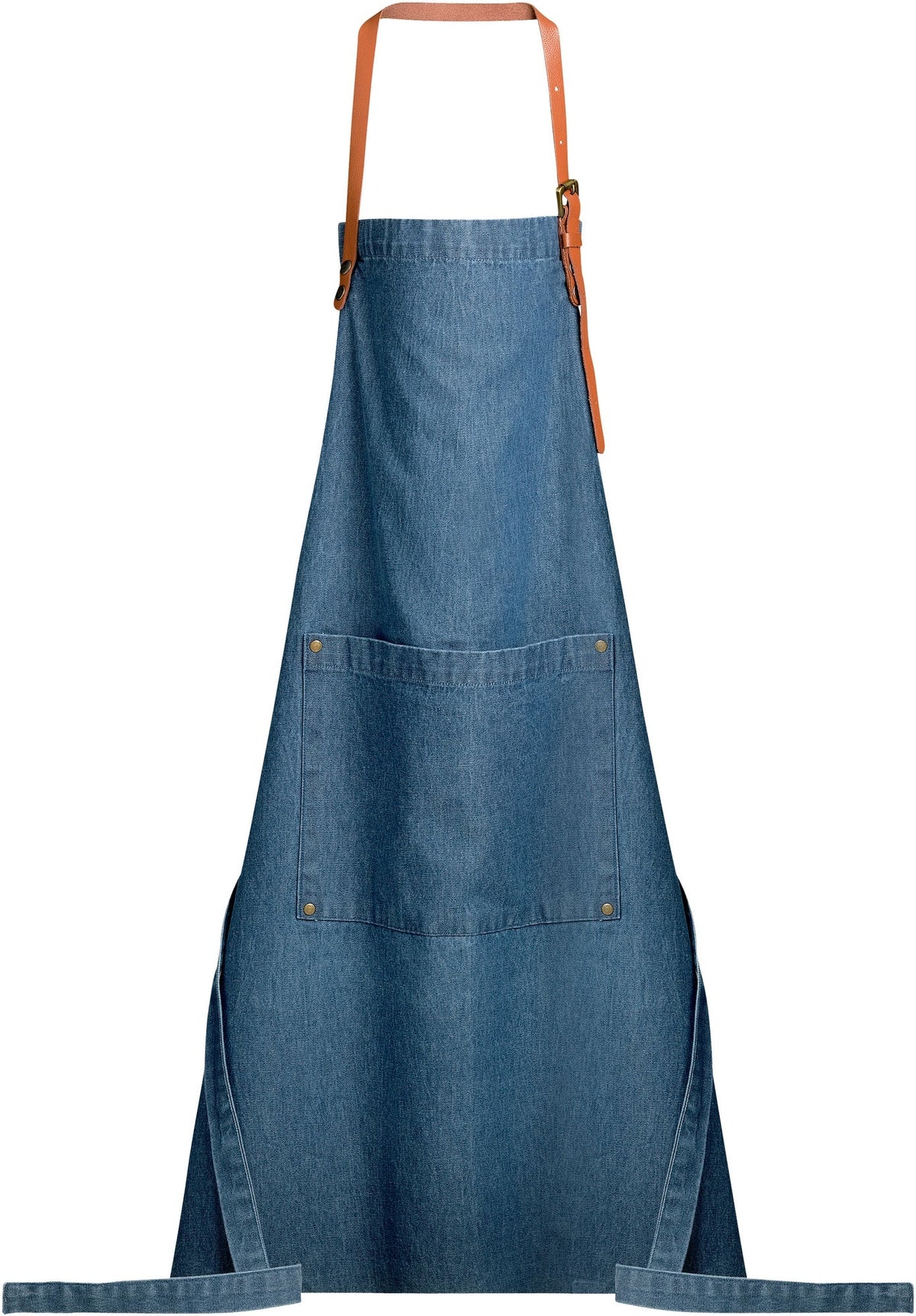 grembiule da cucina dinem blu denim, colore blu denim, taglia 70 x 90. grembiule  su sfondo neutro per una visione chiara del prodotto