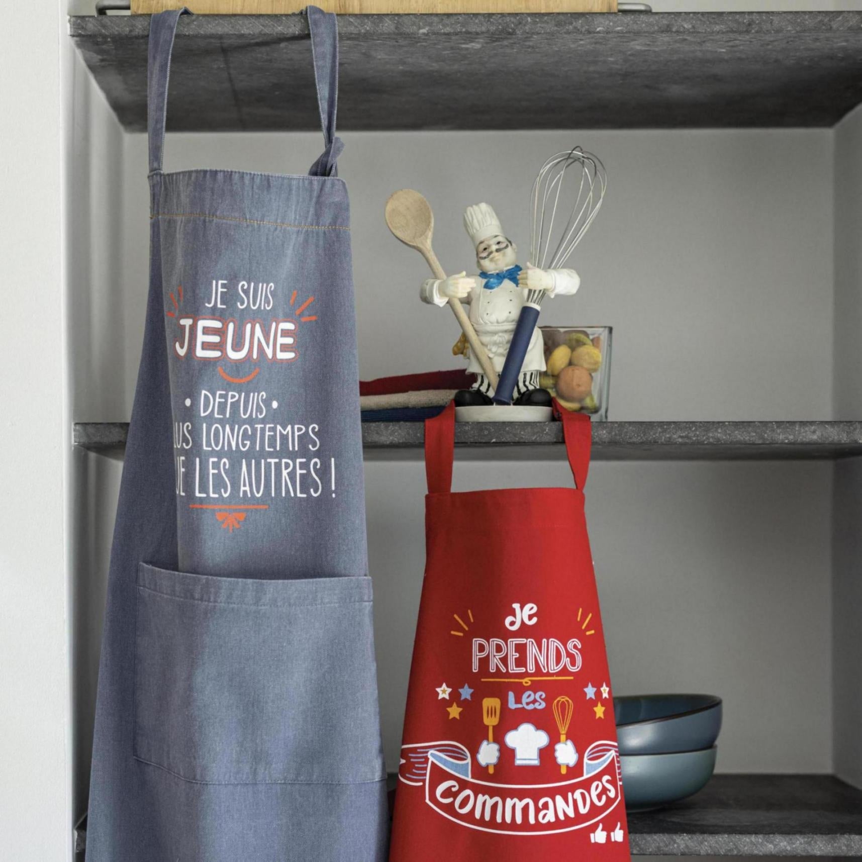 grembiule da cucina je suis jeune jeans, colore jeans, taglia 72 x 90. ideale per cucinare con stile e protezione