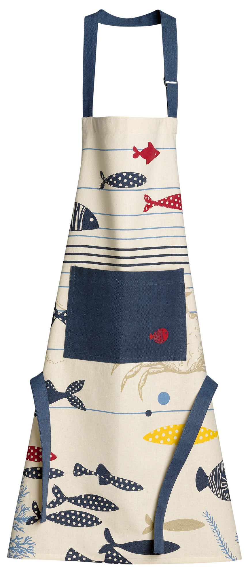 grembiule da cucina ocean ecru, colore ecru, taglia 72 x 85. grembiule  su sfondo neutro per una visione chiara del prodotto