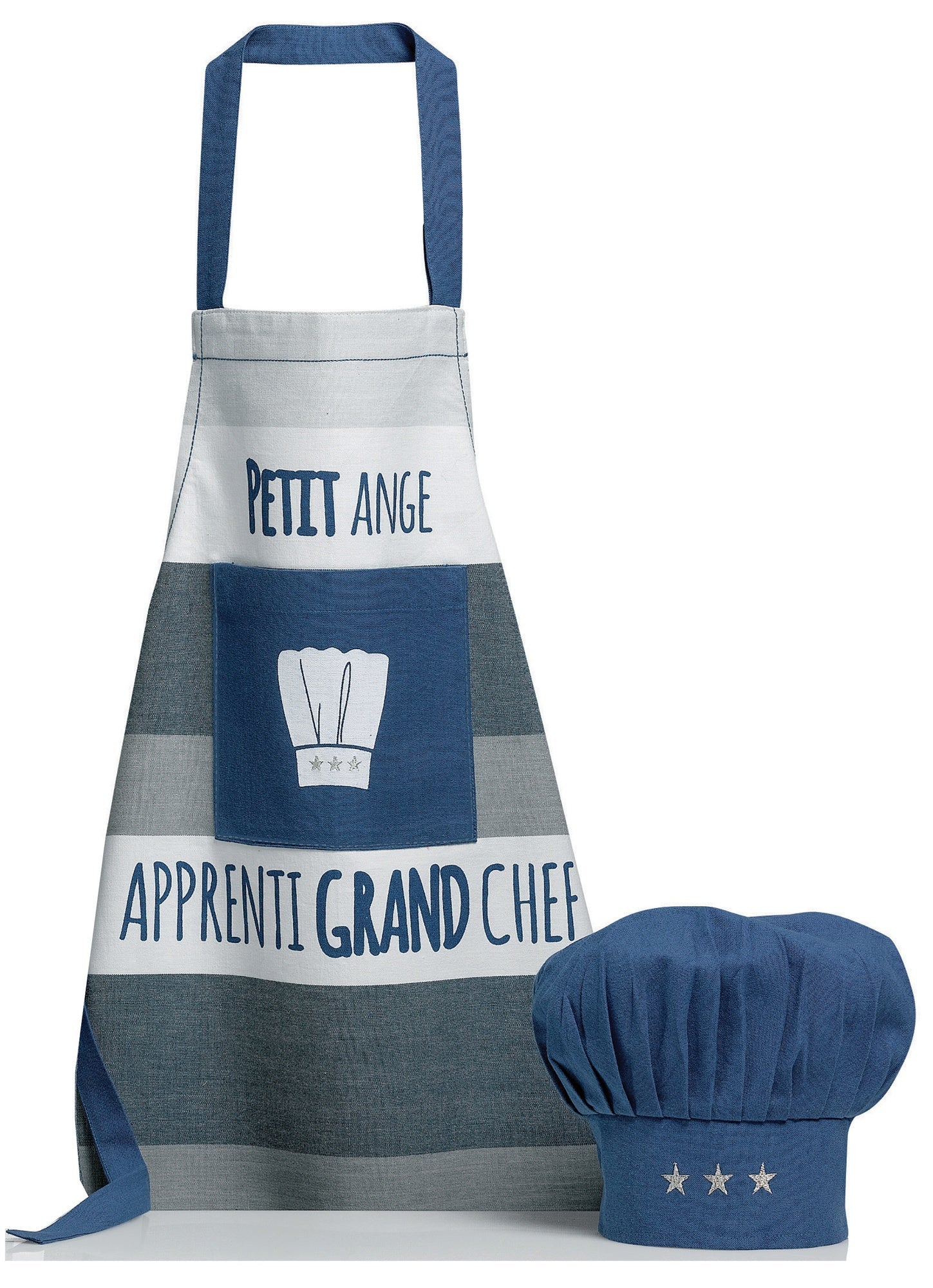 grembiule da cucina e toque petit ange indaco, colore indaco, taglia 52 x 63. grembiule  su sfondo neutro per una visione chiara del prodotto