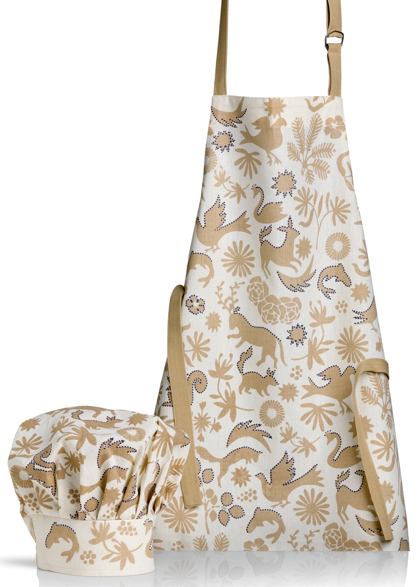 grembiule da cucina e toque in cotone biologico pandi naturale, colore naturale, taglia 52 x 63. grembiule  su sfondo neutro per una visione chiara del prodotto