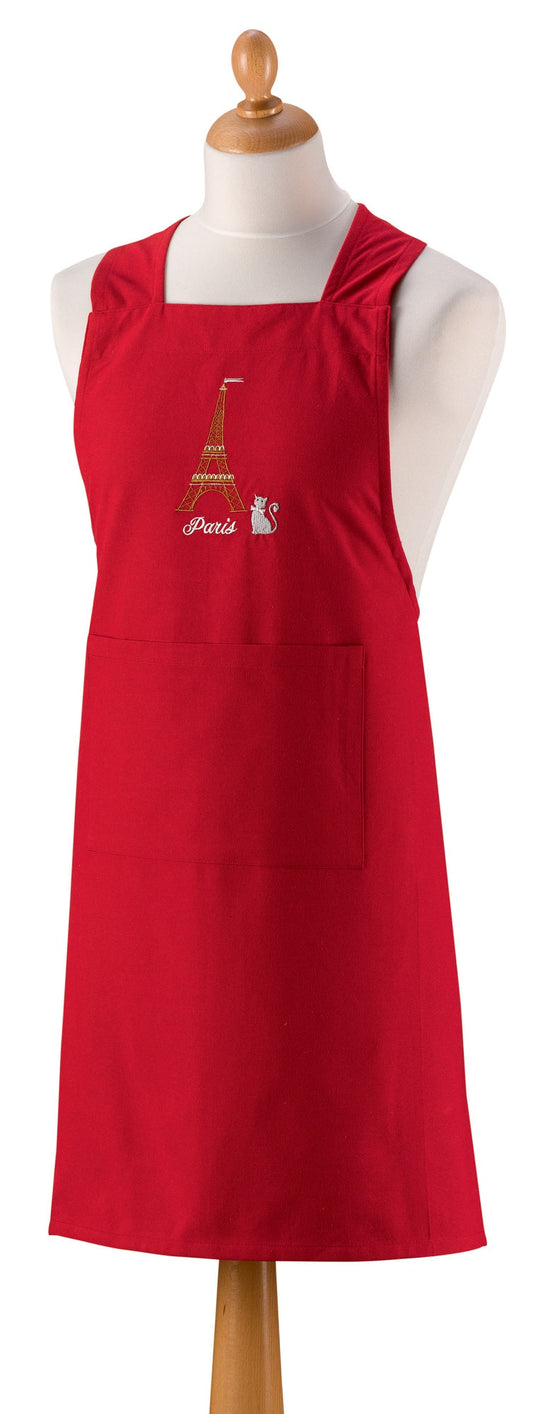 grembiule da cucina giapponese riciclato tour eiffel rosso, colore rosso, taglia 125 x 85. grembiule  su sfondo neutro per una visione chiara del prodotto