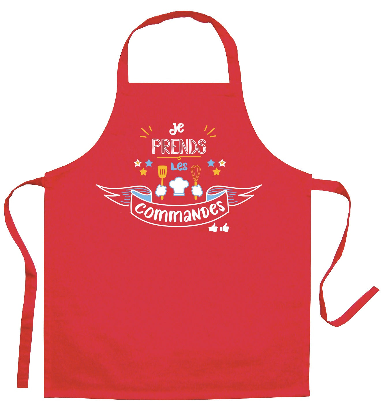 grembiule da cucina per bambini je prends les commandes rosso, colore rosso, taglia 52 x 63. realizzato in 100% cotone, resistente e comodo per l’uso quotidiano in cucina
