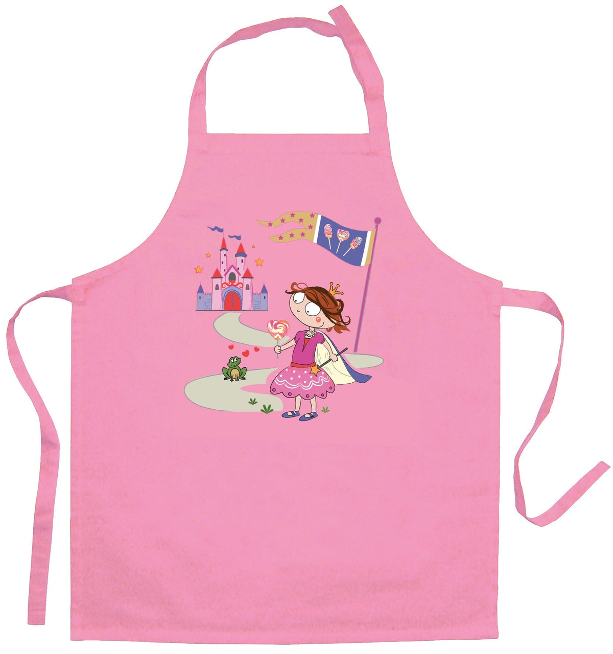 grembiule da cucina per bambini riciclato princesse et grenouille rosa, colore rosa, taglia 52 x 63. grembiule  su sfondo neutro per una visione chiara del prodotto