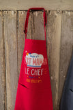 grembiule da cucina riciclato chef maman rosa, colore rosa, taglia 72 x 90. realizzato in 80% cotone riciclato 20% poliestere, resistente e comodo per l’uso quotidiano in cucina