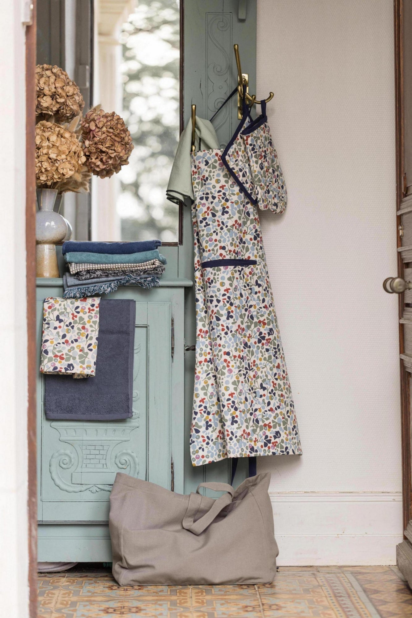 grembiule da cucina riciclato con tasca greta multico, colore multico, taglia 72 x 85. ideale per cucinare con stile e protezione