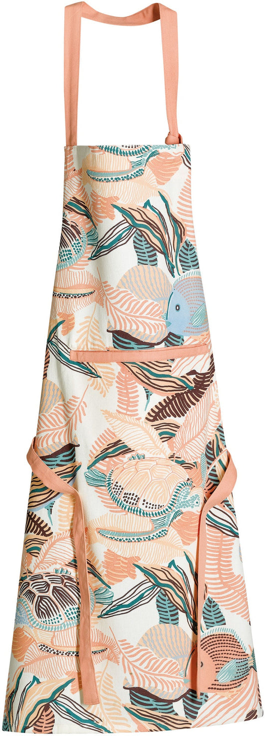 grembiule da cucina riciclato con tasca dori pesca, colore pesca, taglia 72 x 85. grembiule  su sfondo neutro per una visione chiara del prodotto
