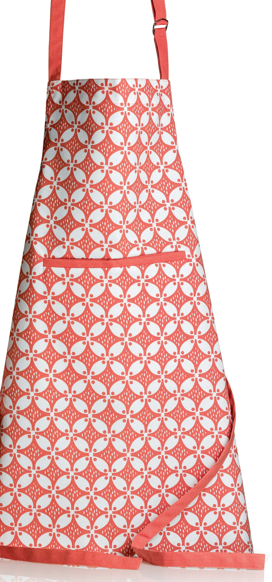 grembiule da cucina rivestito riciclato fatou corallo, colore corallo, taglia 72 x 85. grembiule  su sfondo neutro per una visione chiara del prodotto