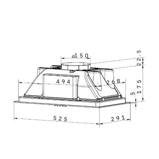cappa incasso sottopensile samet gruppo basic 52 luce led 3 livelli velocità inox classe c, dettaglio di guide, supporti e sistemi scorrevoli