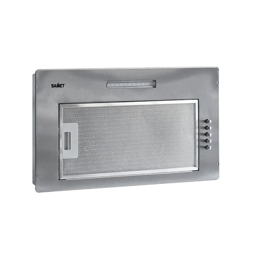 cappa integrata sottopensile samet gruppo52 new luce led 3 livelli velocità inox classe d, dettaglio di guide, supporti e sistemi scorrevoli