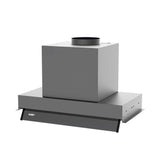 cappa integrata sottopensile samet kripto60 luce led 3 livelli velocità inox classe d, vista laterale di gruppo strutturale o di fissaggio