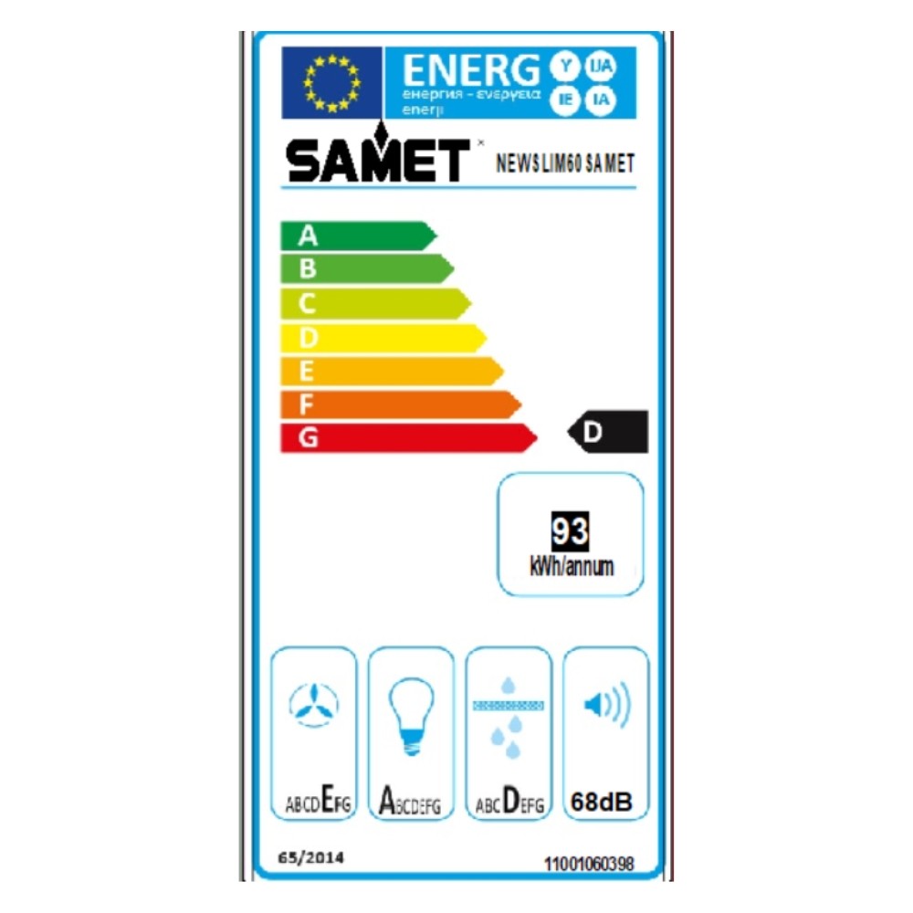 cappaintegrata samet new slim sottopensile potenza aspirante 250 m3/h luce led 60 nero con frontalino inox, dettaglio di guide, supporti e sistemi scorrevoli
