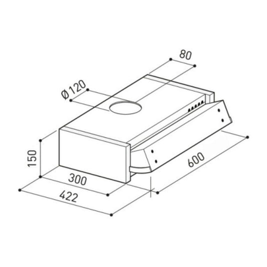 samet cappa da incasso sottopensile estraibile 60 1 luce led 3 livelli di potenza classe d, dettaglio di guide, supporti e sistemi scorrevoli