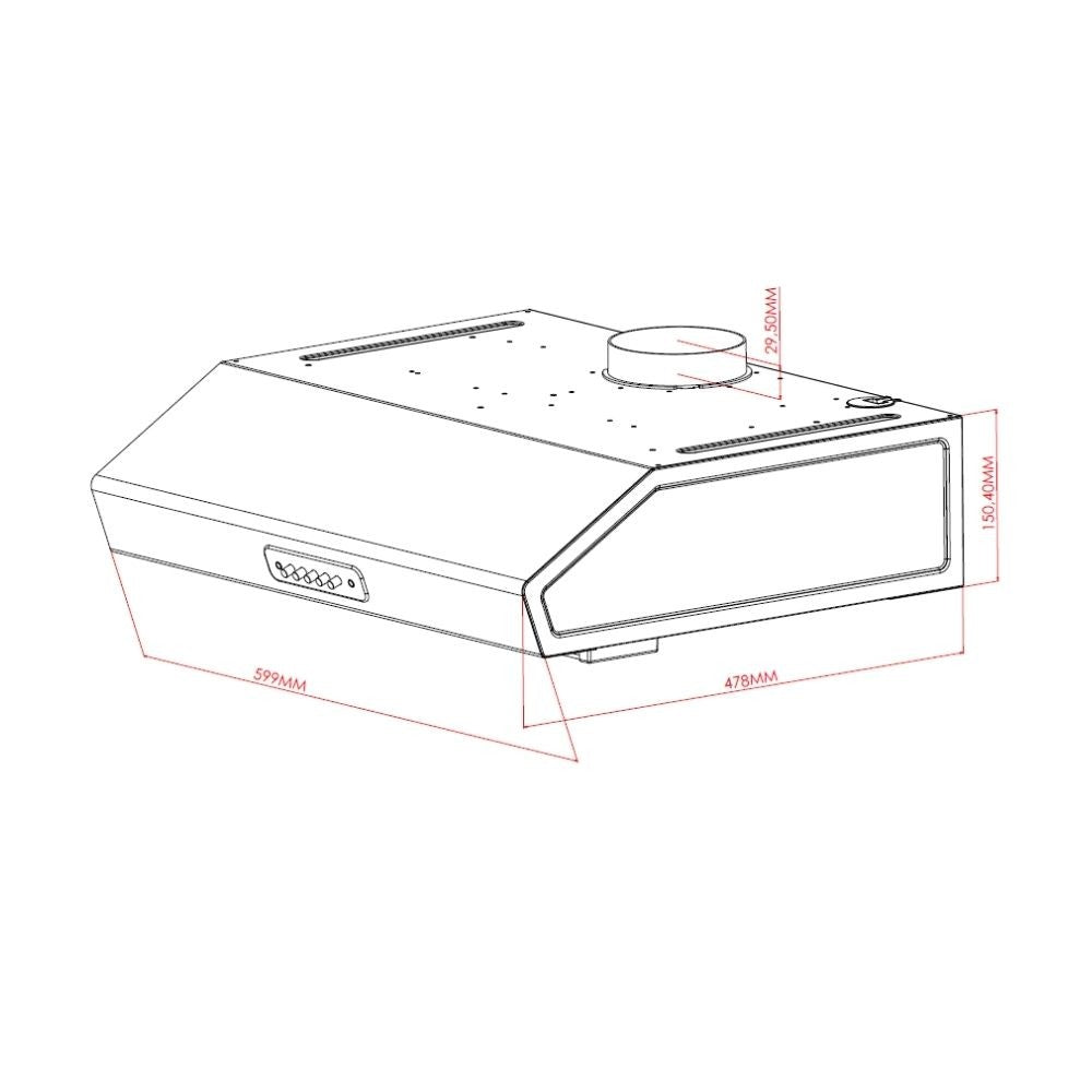 gruppo cappa samet sottopensile luce led potenza aspirante 280 m3/h 3 livelli tornado 60 inox, dettaglio di guide, supporti e sistemi scorrevoli
