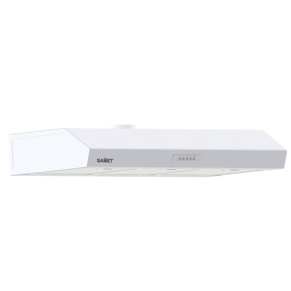 samet gruppo cappa sottopensile tornado 90 luce led potenza aspirante 280 m3/h bianco classe d, gruppo tecnico per mobili visto frontalmente