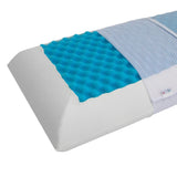 guanciale memory con inserto gel h.15, dettaglio del tessuto traspirante e dell’imbottitura interna