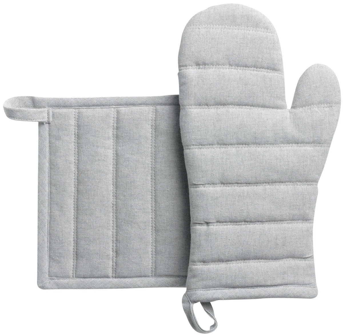 guanto da cucina e presina riciclati jona perla, colore perla, taglia 15 x 30. guanto da cucina su sfondo neutro per una visione chiara del prodotto