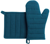 guanto da cucina e presina riciclati jona pavone, colore pavone, taglia 15 x 30. guanto da cucina su sfondo neutro per una visione chiara del prodotto