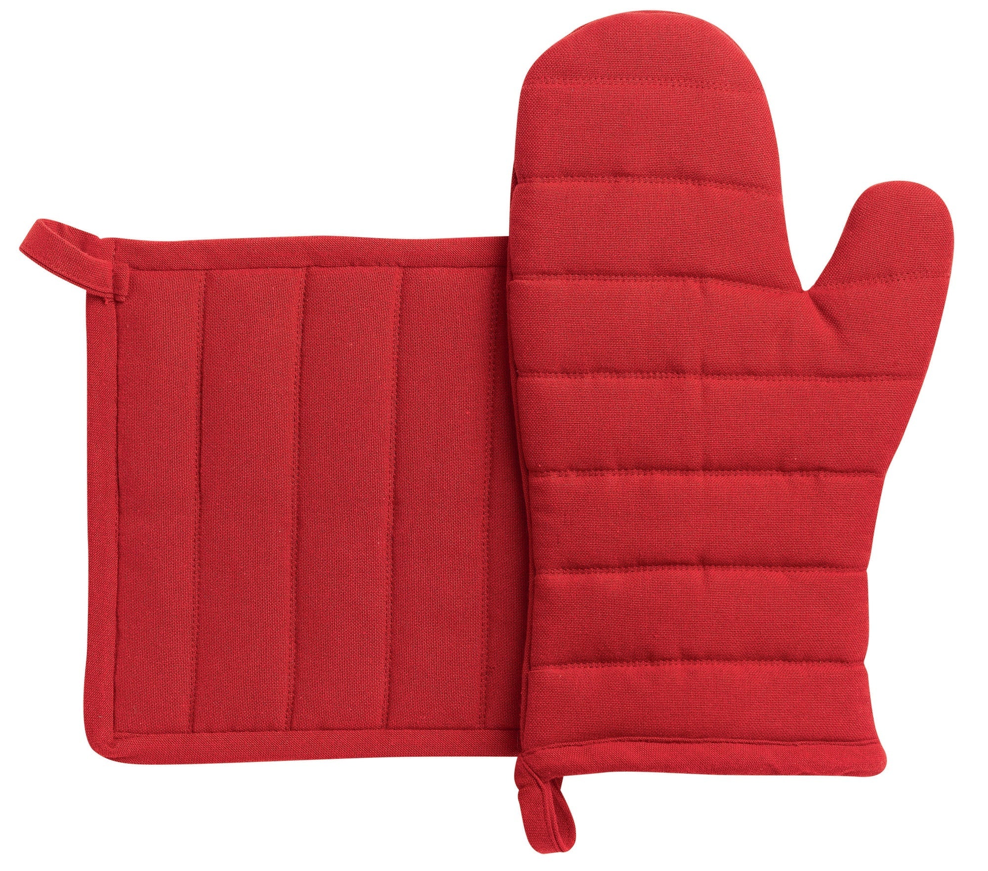 guanto da cucina e presina riciclati jona rosso, colore rosso, taglia 15 x 30. guanto da cucina su sfondo neutro per una visione chiara del prodotto