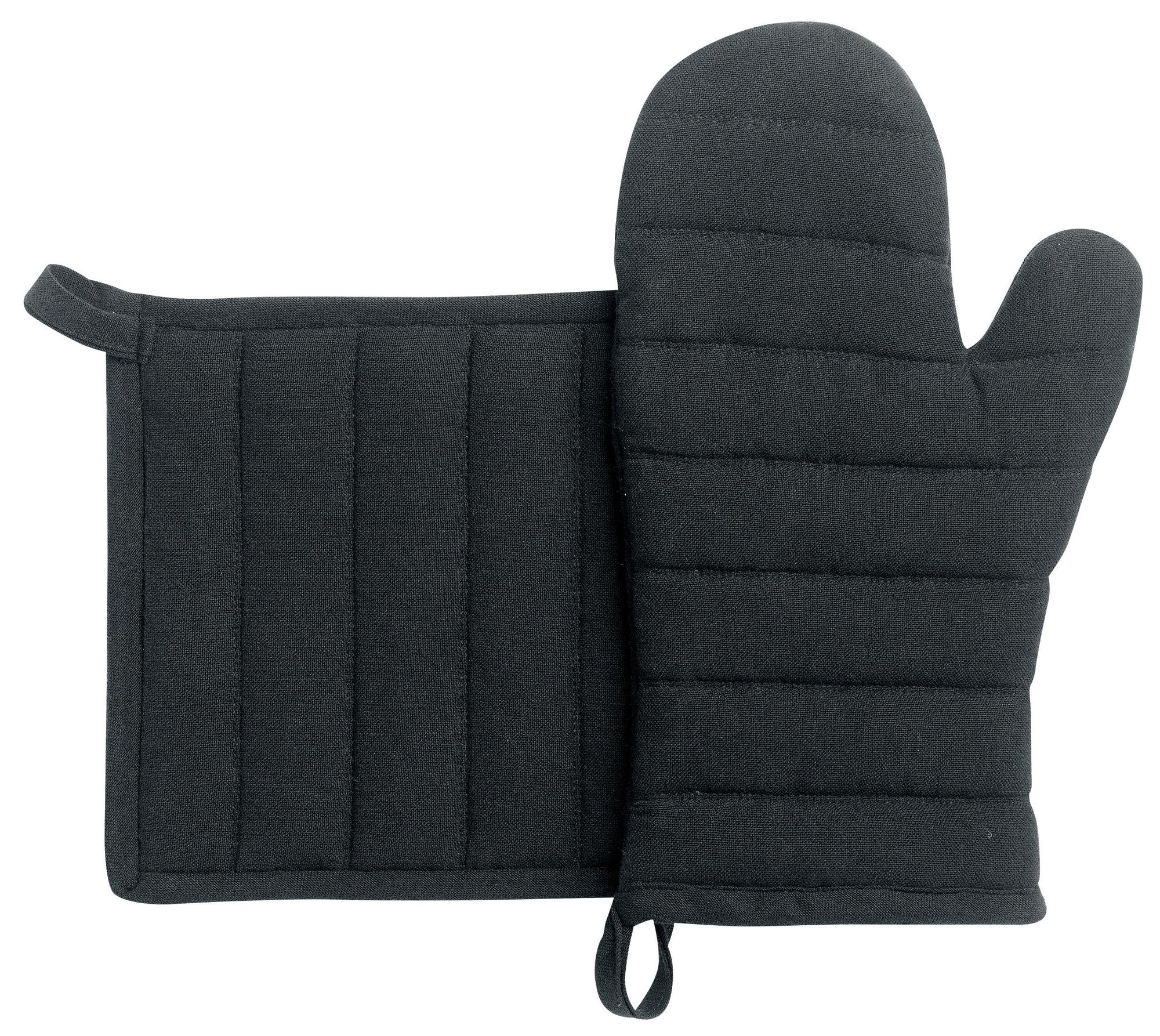 guanto da cucina e presina riciclati jona nero, colore nero, taglia 15 x 30. guanto da cucina su sfondo neutro per una visione chiara del prodotto