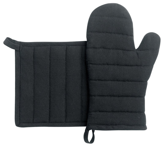 guanto da cucina e presina riciclati jona nero, colore nero, taglia 15 x 30. guanto da cucina su sfondo neutro per una visione chiara del prodotto