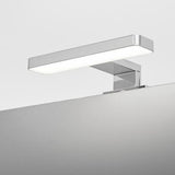 lampada led brex per bagno 6,5 watt cromata 200 mm, lampada da bagno montata sopra lo specchio, ideale per illuminazione funzionale