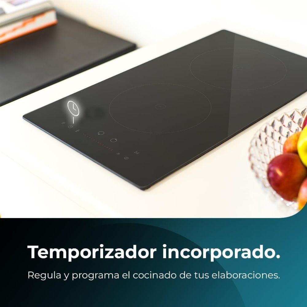 piano cottura ad induzione domino bolero squad i 2100 29 cm. 2 zone di cottura con 9 livelli di potenza, funzioni smart e timer integrati in evidenza