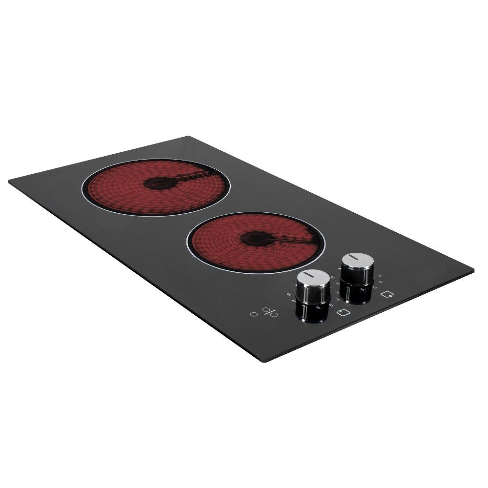 piano cottura antek vetroceramica elettrico nero 2 zone, piano cottura a induzione visto frontalmente