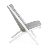 Set di 2  poltrone ALOHA in alluminio bianco e intreccio di corda grigio, con cuscini