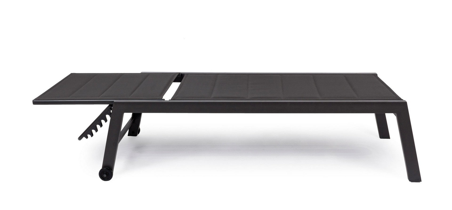 lettino hilde reclinabile antracite, vista laterale per mostrare profilo ergonomico e comfort