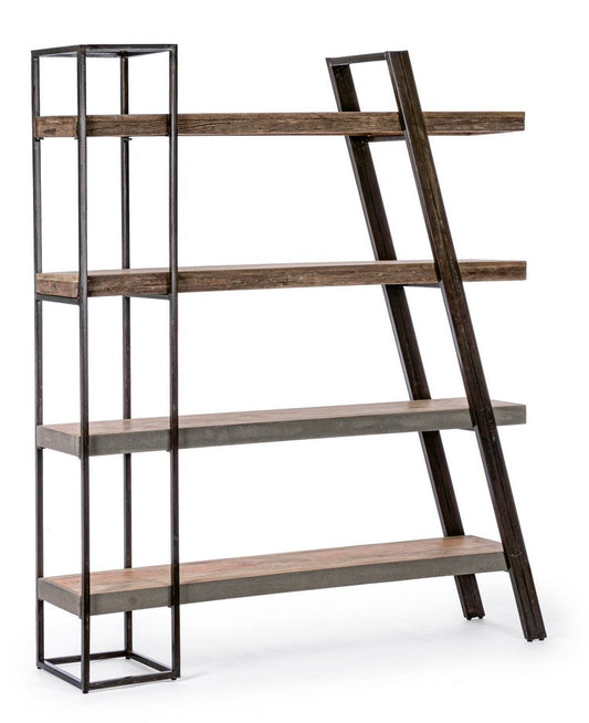 libreria manchester in legno di mango e acciaio, 150x35x180 cm, libreria moderna con ripiani regolabili per libri e oggetti...