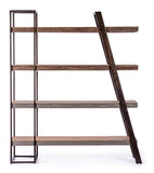 libreria manchester in legno di mango e acciaio, 150x35x180 cm, vista ambientata in soggiorno o studio con libreria a giorno