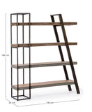 libreria manchester in legno di mango e acciaio, 150x35x180 cm, dettaglio della struttura in legno o metallo, robusta e...