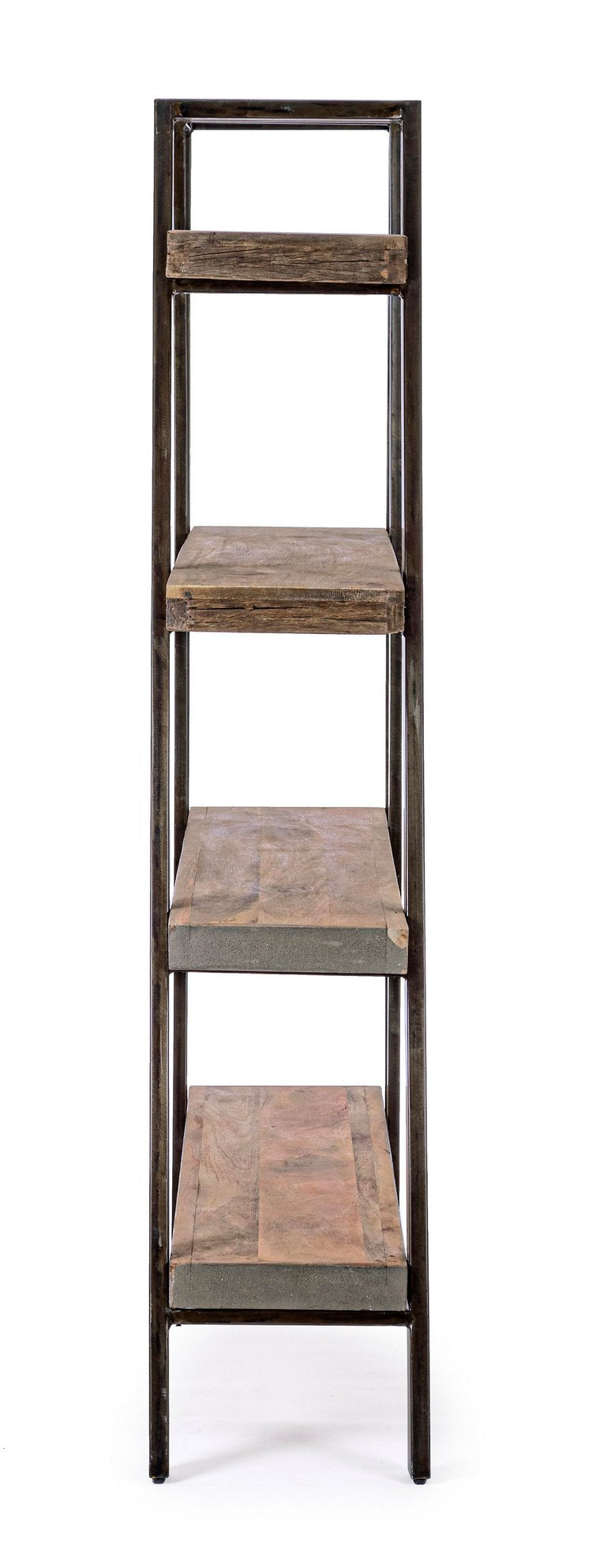 libreria manchester in legno di mango e acciaio, 150x35x180 cm, complemento d'arredo indispensabile per casa o ufficio