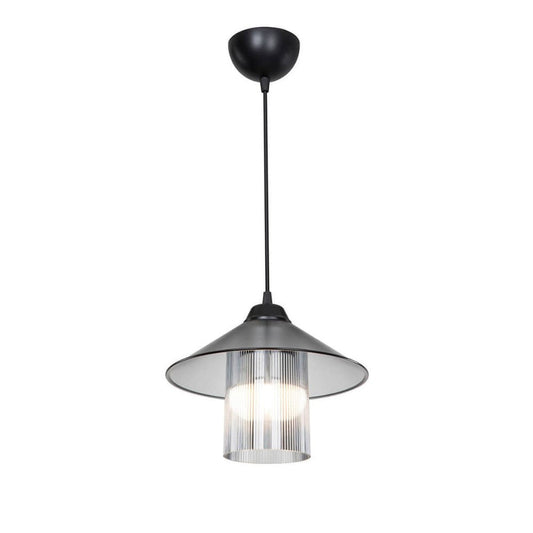 lampada da soffitto inka asz1463 con paralume in plastica fumé, vista dal basso del paralume in metallo, vetro o tessuto