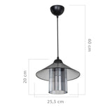 lampada da soffitto inka asz1463 con paralume in plastica fumé, ambientazione moderna con punto luce centrale sopra il tavolo